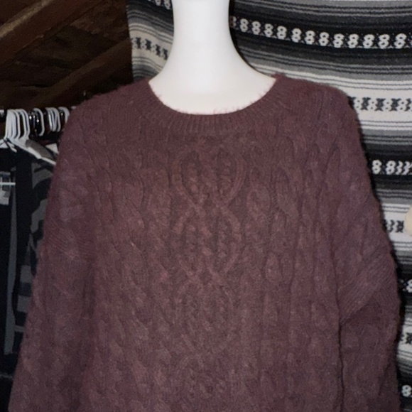 Forever 21 NWT Sweater Plum Burgundy Oversized Cable Knit Sweater | Plus Size 2X - Picture 9 of 16